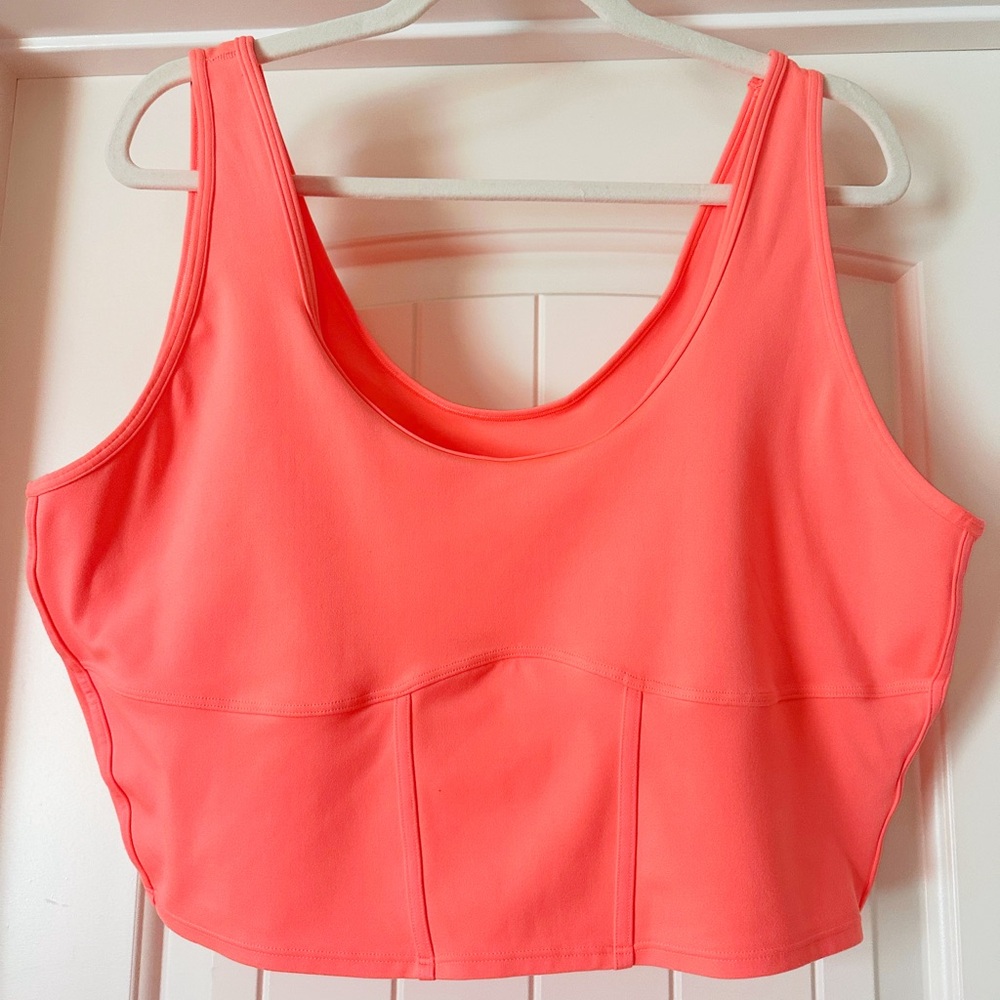 NWOT GapFit Cropped Corset Tank Neon Coral Peach XXL